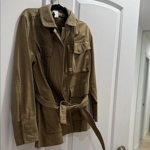 J. Crew Women's 100% cotton green brown  Utility Jacket XS fits like S with Belt